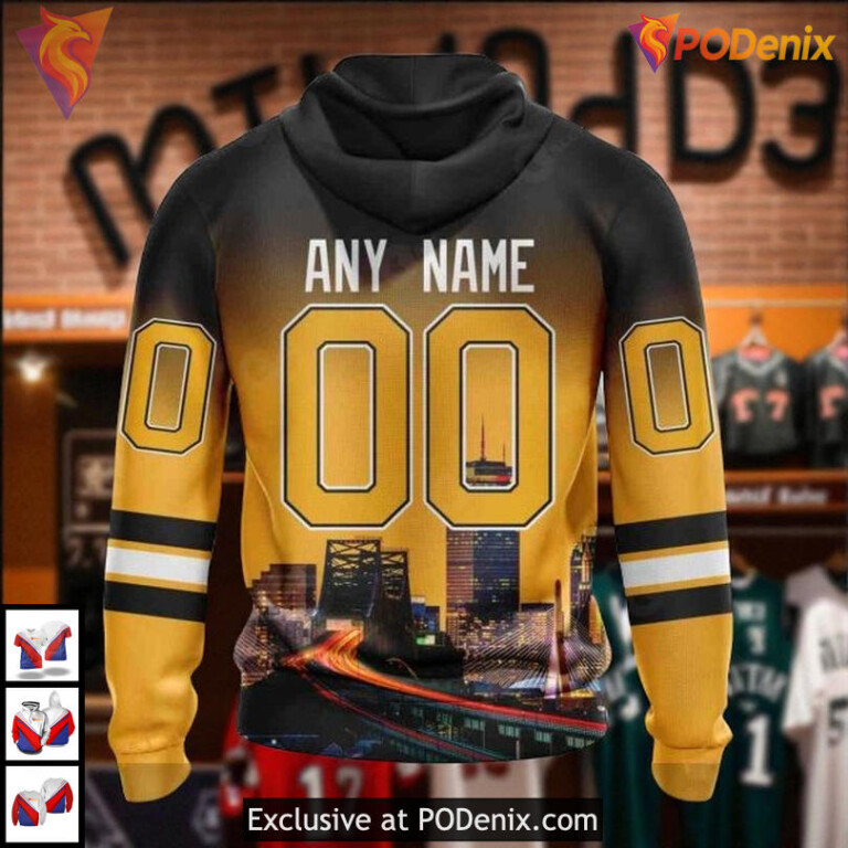 Cityscape Themed Custom NHL Boston Bruins Hoodie 3D Skyline Inspired Style - 1