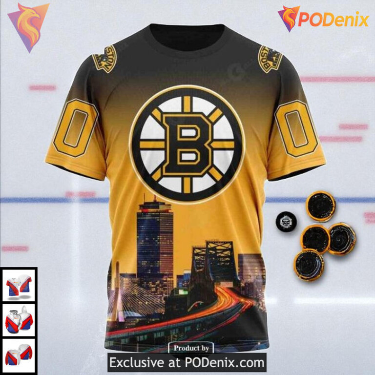 Cityscape Themed Custom NHL Boston Bruins Hoodie 3D Skyline Inspired Style - 2