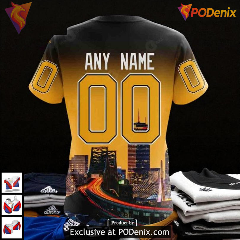 Cityscape Themed Custom NHL Boston Bruins Hoodie 3D Skyline Inspired Style Cityscape Themed Custom NHL Boston Bruins Hoodie 3D Skyline Inspired Style