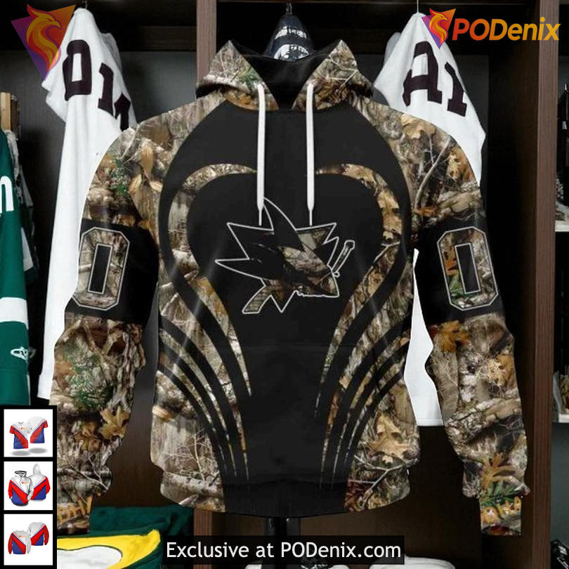 Classic Camo Hunting Edition Custom San Jose Sharks Hoodie 3D NHL Gear