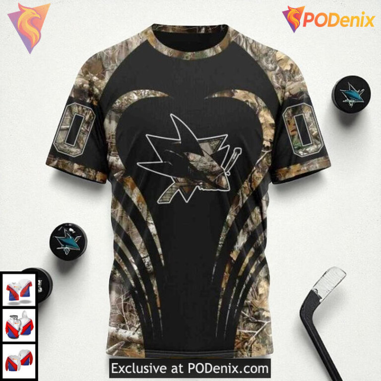Classic Camo Hunting Edition Custom San Jose Sharks Hoodie 3D NHL Gear - 2