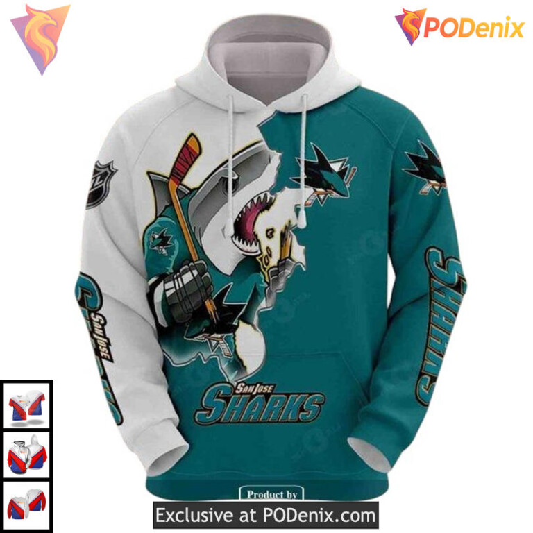 Classic Everyday Style Custom San Jose Sharks Pullover Hoodie NHL 3D