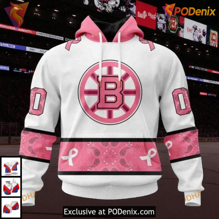 Classic Paisley NHL Boston Bruins Hoodie 3D Pink October Style Awareness