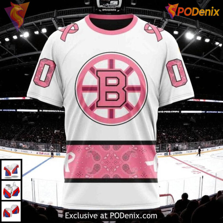 Classic Paisley NHL Boston Bruins Hoodie 3D Pink October Style Awareness - 2
