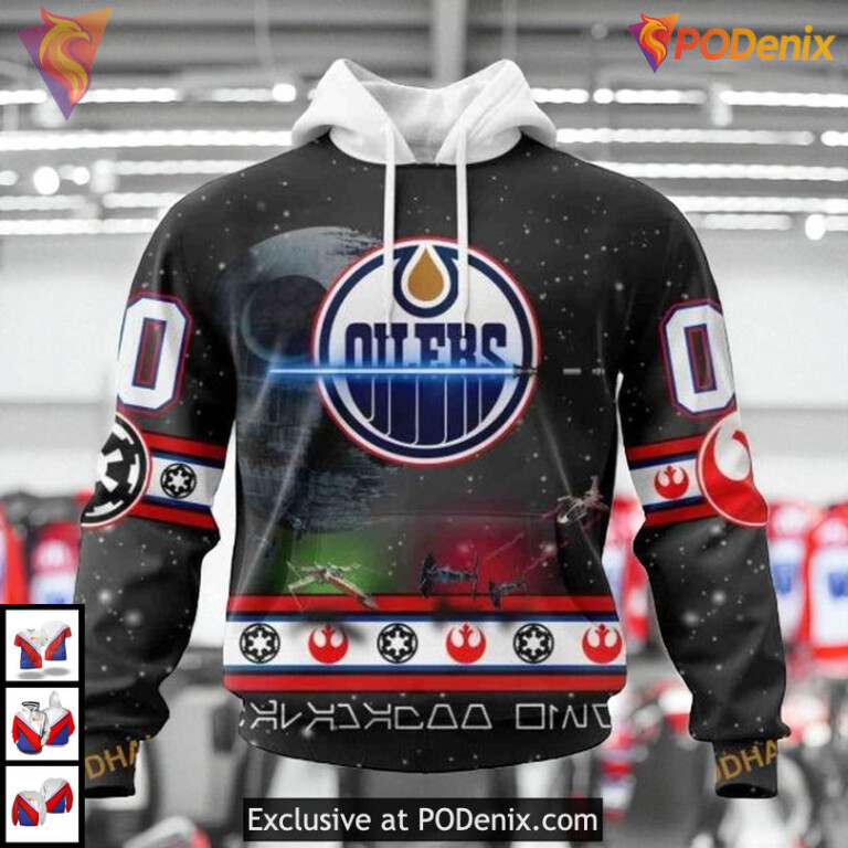 Classic Star Wars Graphic Design NHL Retro Edmonton Oilers Hoodie 3D