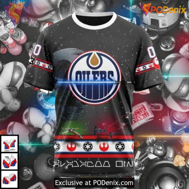 Classic Star Wars Graphic Design NHL Retro Edmonton Oilers Hoodie 3D - 2