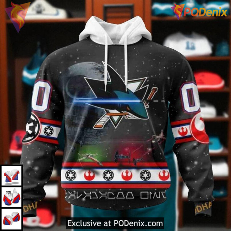 Classic Star Wars Graphic Style Custom San Jose Sharks Winter Hoodie 3D