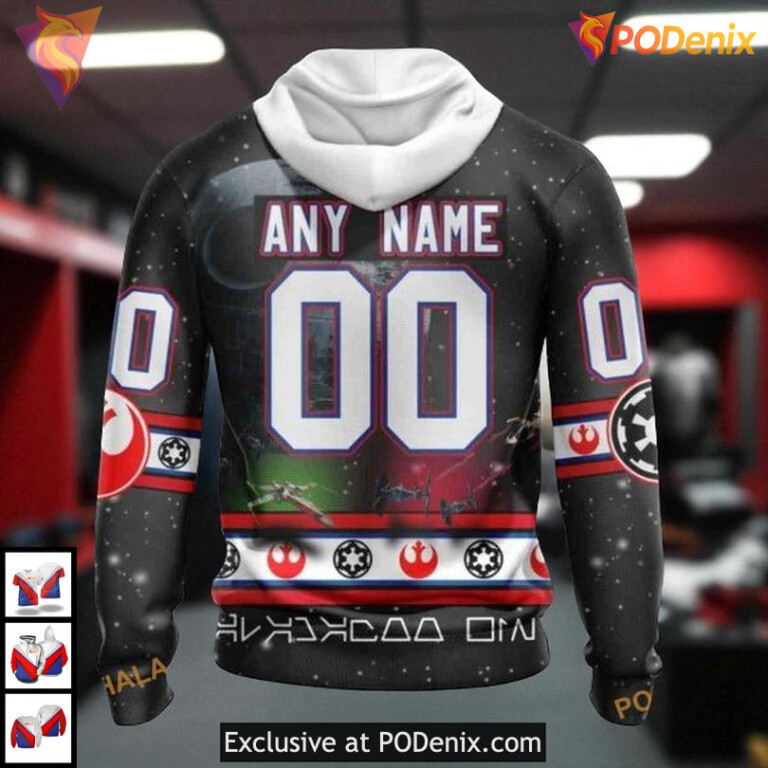 Classic Star Wars Graphic Style Custom San Jose Sharks Winter Hoodie 3D - 1