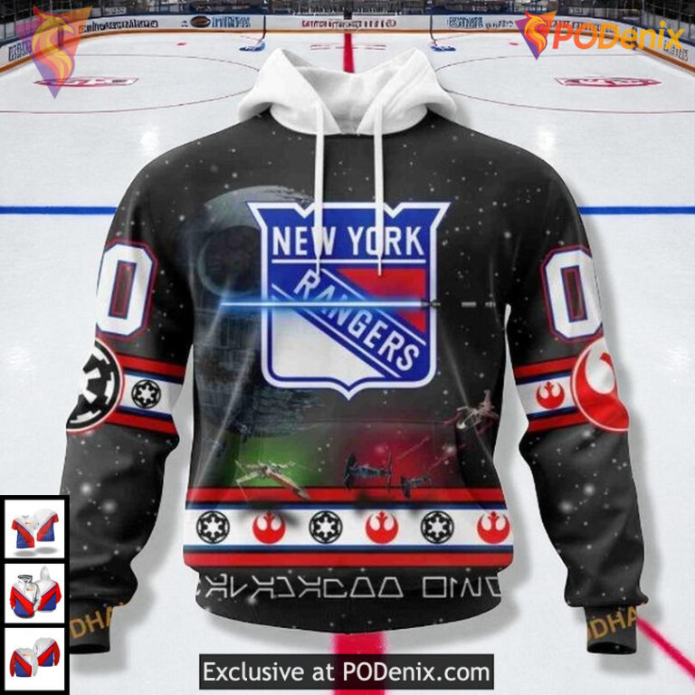Classic Star Wars Inspired Graphic Custom New York Rangers Holiday Hoodie 3D