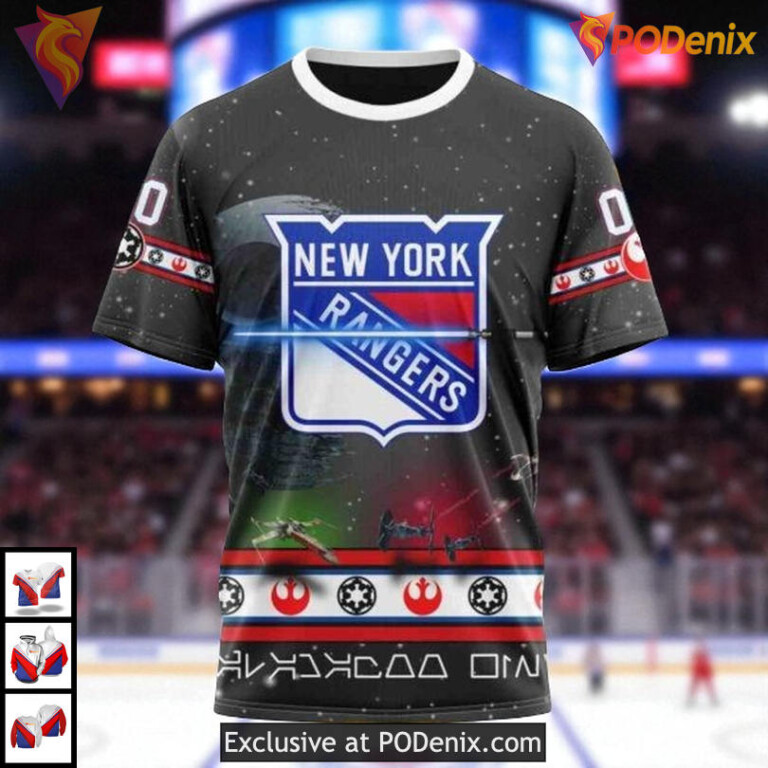 Classic Star Wars Inspired Graphic Custom New York Rangers Holiday Hoodie 3D - 2