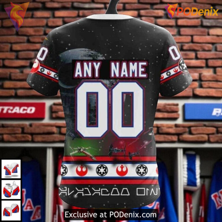Classic Star Wars Inspired Graphic Custom New York Rangers Holiday Hoodie 3D - 3