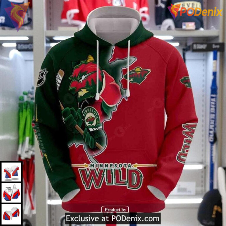 Classic Team Gear Sweatshirt NHL Minnesota Wild 3D Hoodie Apparel