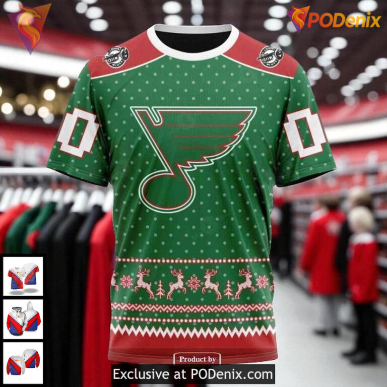Cool Graphic St Louis Blues Hoodie, NHL Christmas 3D Custom Apparel - 2