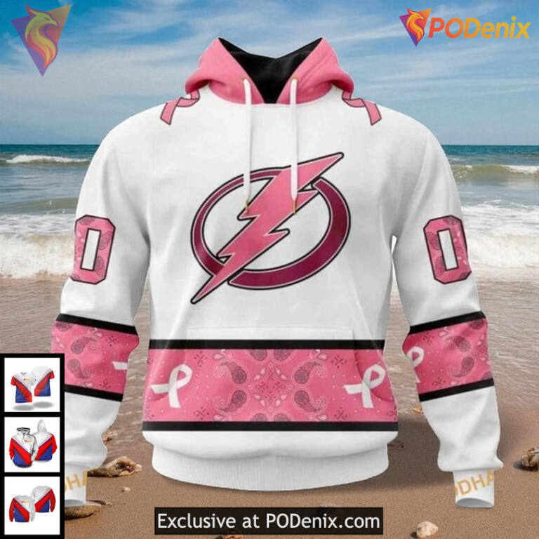 Cool Graphic Tampa Bay Lightning Hoodie Breast Cancer Awareness NHL 3D