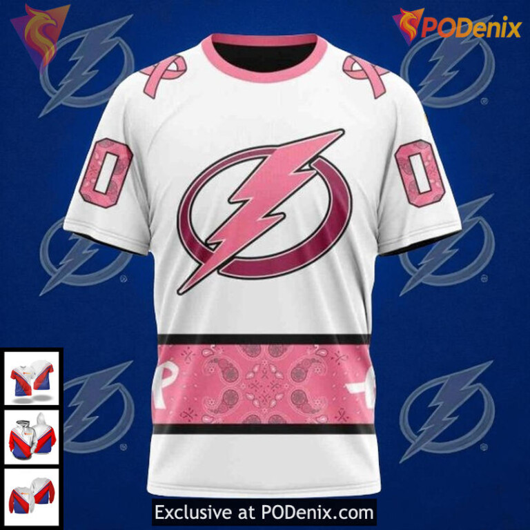 Cool Graphic Tampa Bay Lightning Hoodie Breast Cancer Awareness NHL 3D - 2