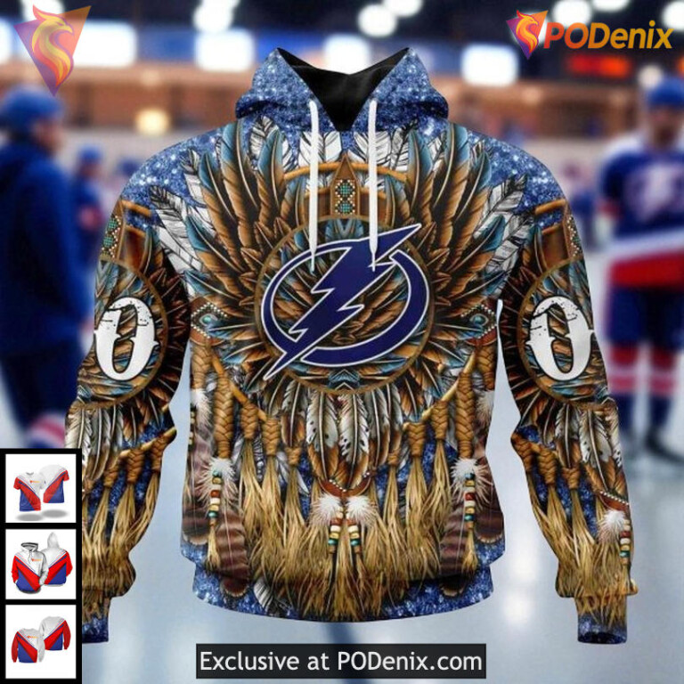 Cool Graphic Tampa Bay Lightning Hoodie, Native Tribal Feather NHL Hoodie 3D