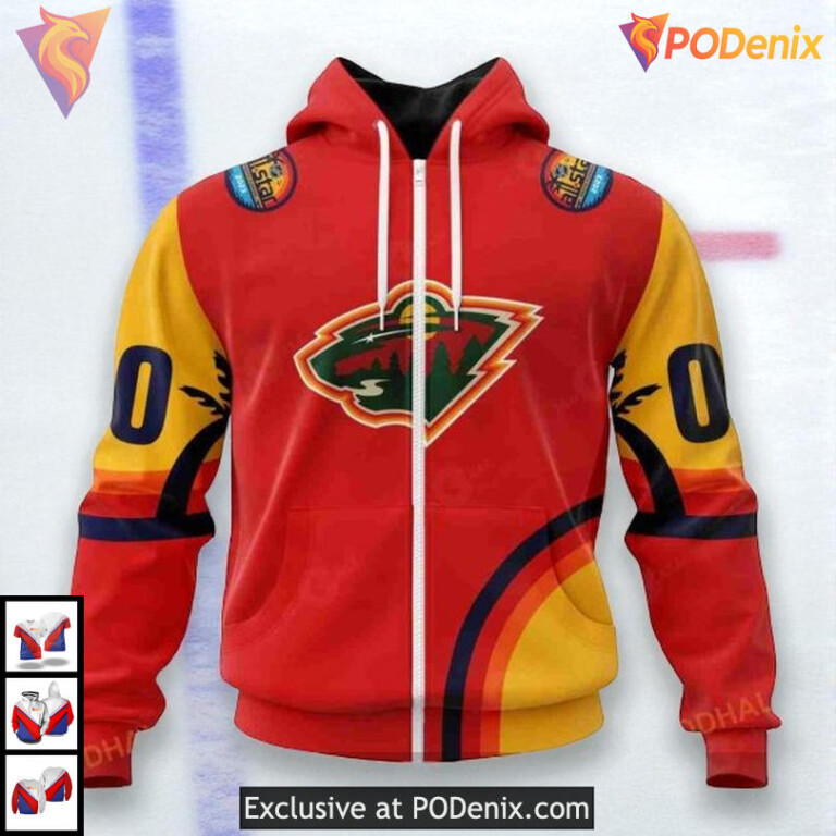 Custom All Star Sunset 2025 NHL Minnesota Wild Christmas Hoodie 3D - 1