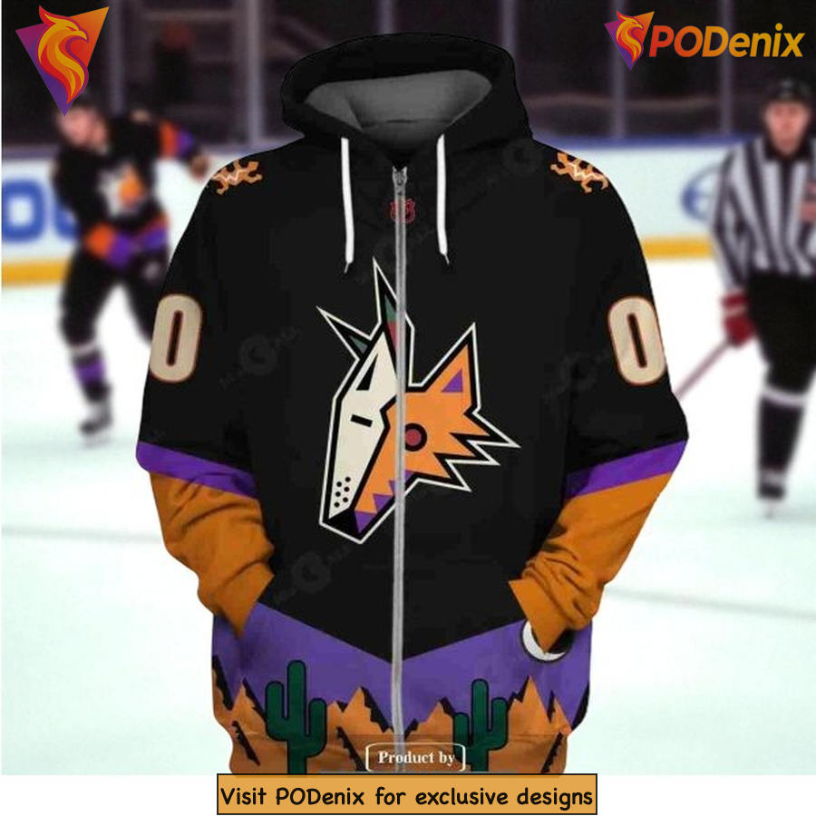 Custom Arizona Coyotes Hoodie 3D Retro Desert Design With Name And Number