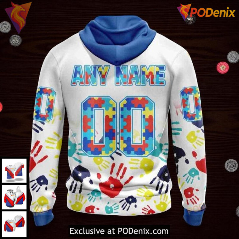 Custom Blackhawks Hoodie Limited Edition, Autism Handprint NHL Chicago 3D - 1