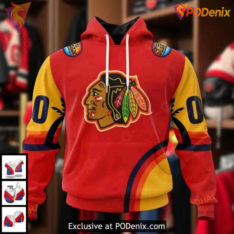 Custom Blackhawks Hoodie Limited Edition NHL Chicago Blackhawks 3D Sunset Style