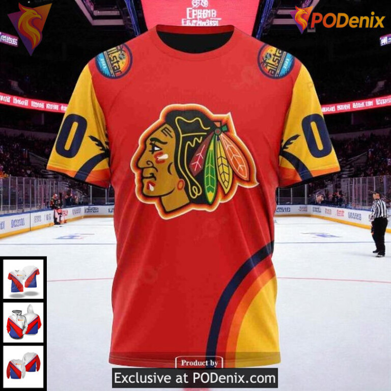 Custom Blackhawks Hoodie Limited Edition NHL Chicago Blackhawks 3D Sunset Style - 3