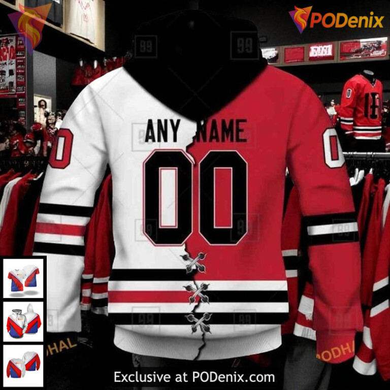 Custom Blackhawks Hoodie Limited Edition NHL Chicago Blackhawks Hoodie 3D Mix Jersey Style - 2