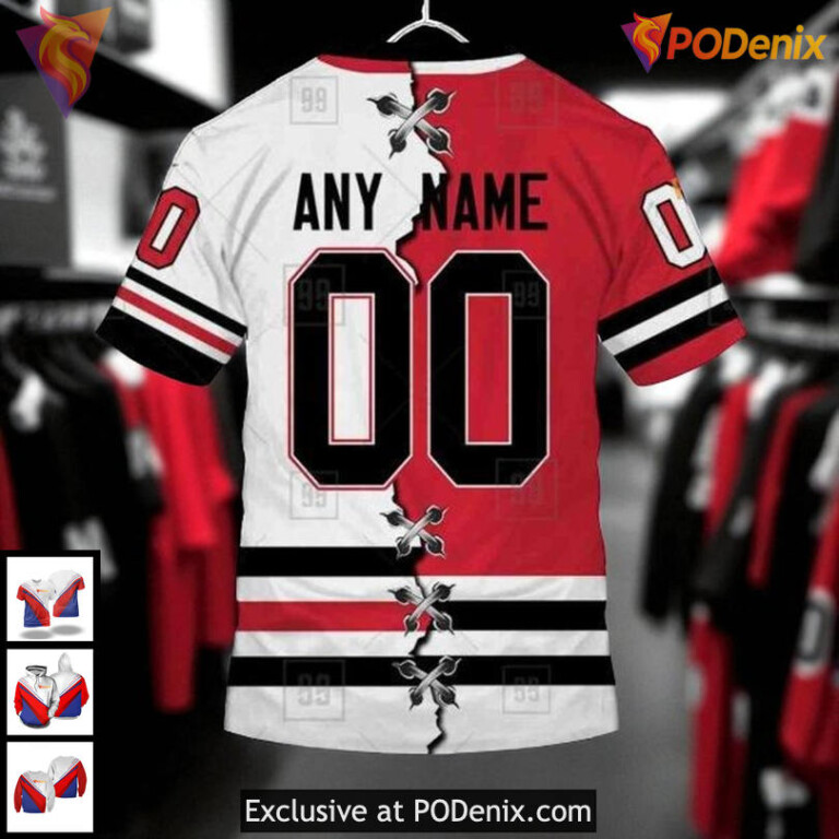 Custom Blackhawks Hoodie Limited Edition NHL Chicago Blackhawks Hoodie 3D Mix Jersey Style - 3