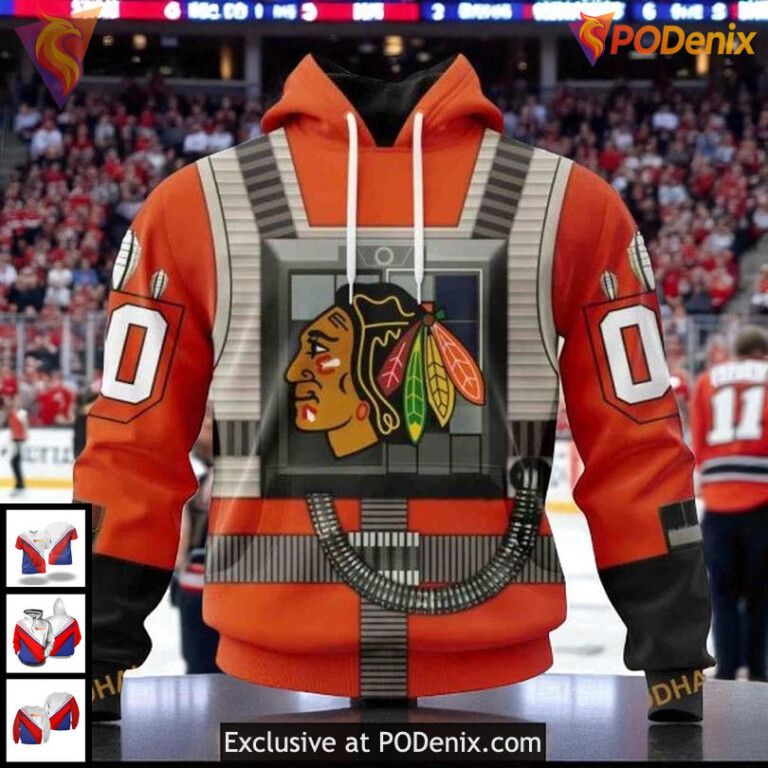 Custom Blackhawks Hoodie Limited Edition Rebel Pilot Inspired NHL 3D Design