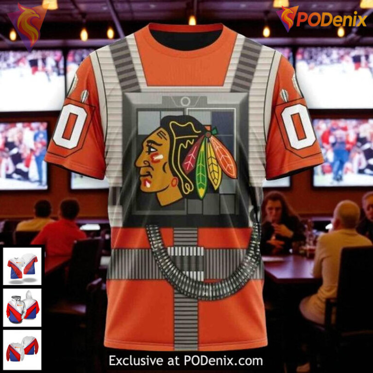 Custom Blackhawks Hoodie Limited Edition Rebel Pilot Inspired NHL 3D Design - 2