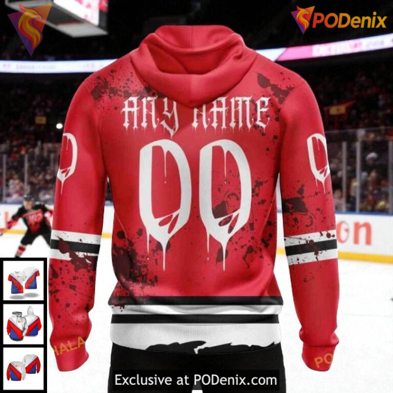 Custom Blackhawks Hoodie Limited Edition Ribs Halloween NHL 3D Design - 1