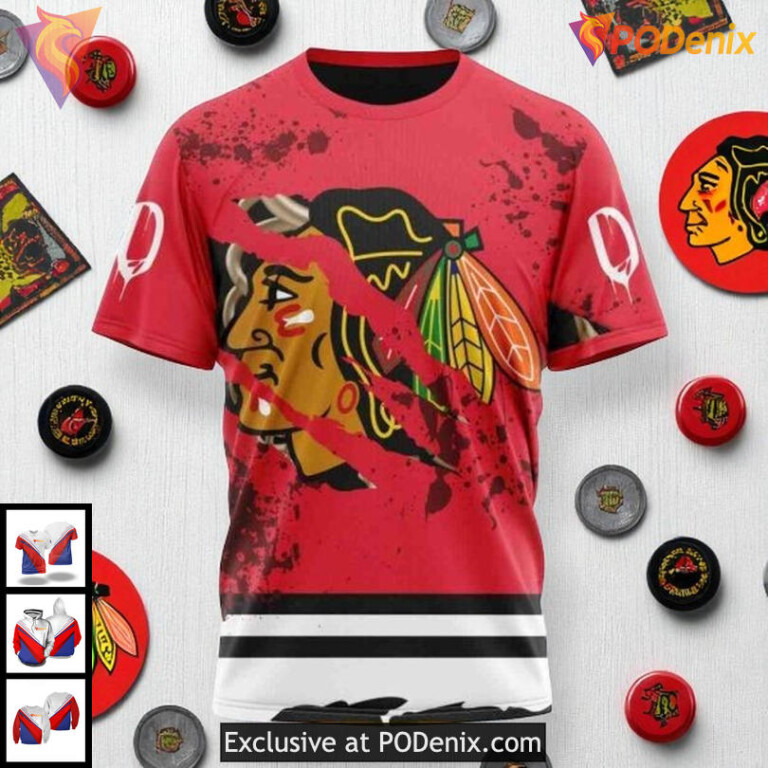 Custom Blackhawks Hoodie Limited Edition Ribs Halloween NHL 3D Design - 2