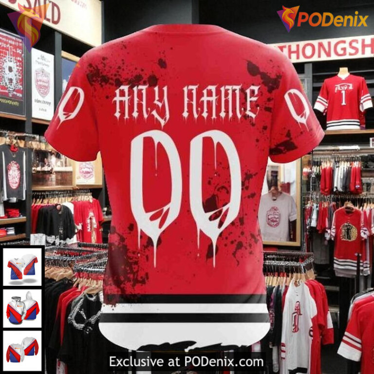 Custom Blackhawks Hoodie Limited Edition Ribs Halloween NHL 3D Design - 3