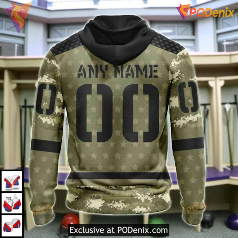 Custom Camo Military Appreciation NHL Minnesota Wild Winter Hoodie 3D - 2