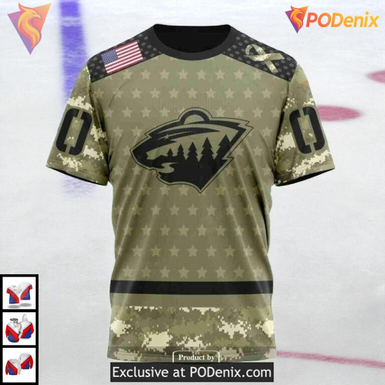 Custom Camo Military Appreciation NHL Minnesota Wild Winter Hoodie 3D - 3