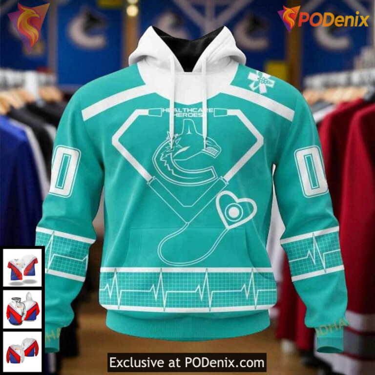 Custom Canucks Hoodie Limited Edition, Vancouver Canucks 3D Healthcare Heroes