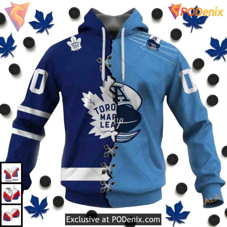 Custom CFL Argonauts Style Toronto Maple Leafs Sweatshirt Hoodie, 3D Hockey Mix