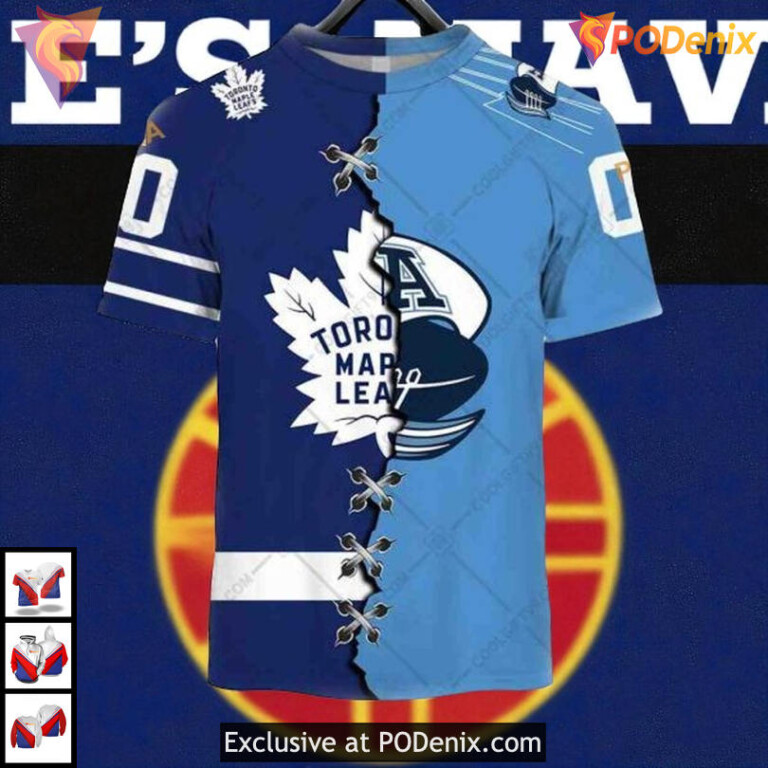Custom CFL Argonauts Style Toronto Maple Leafs Sweatshirt Hoodie, 3D Hockey Mix - 1