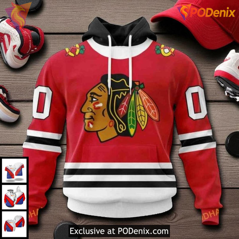 Custom Chicago Blackhawks Hoodie 2025 Home 3D Style NHL Blackhawks All Over Print