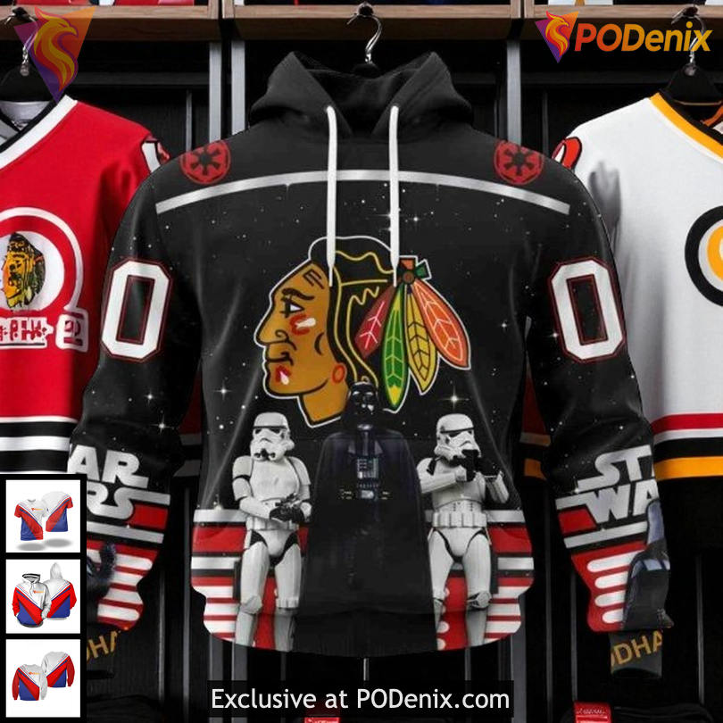 Custom Chicago Blackhawks Hoodie Star Wars May The 4th All Over Print 3D