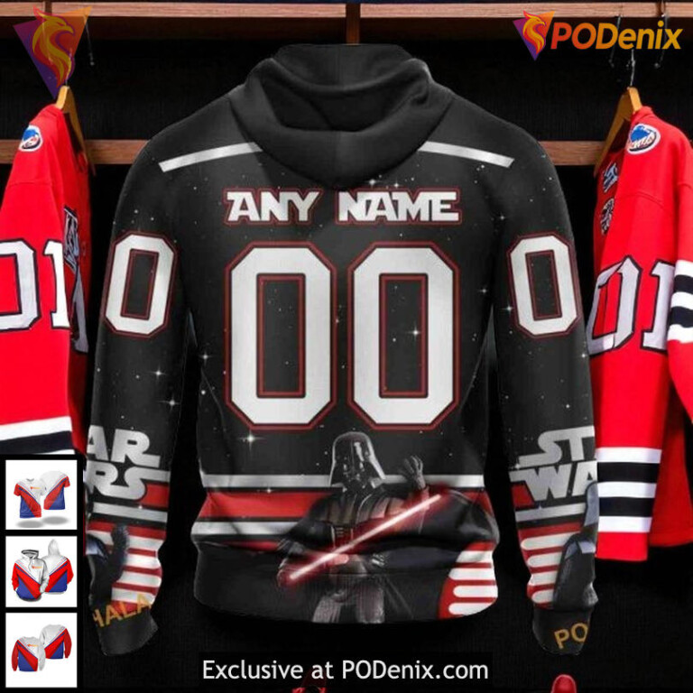 Custom Chicago Blackhawks Hoodie Star Wars May The 4th All Over Print 3D - 1