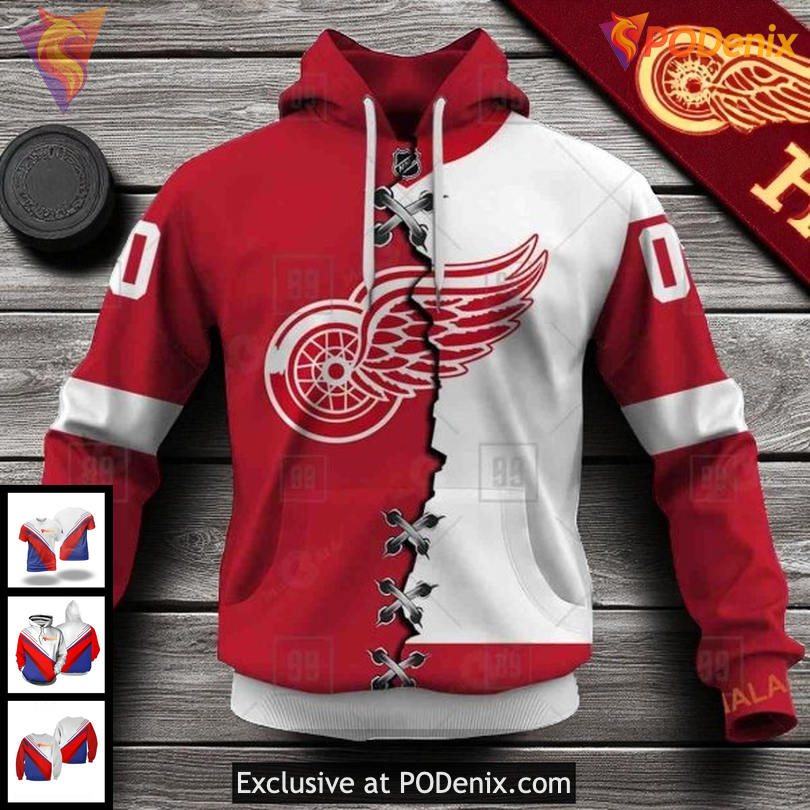 Custom Detroit Red Wings 3D Hoodie NHL Mix Color Jersey 2025 Edition