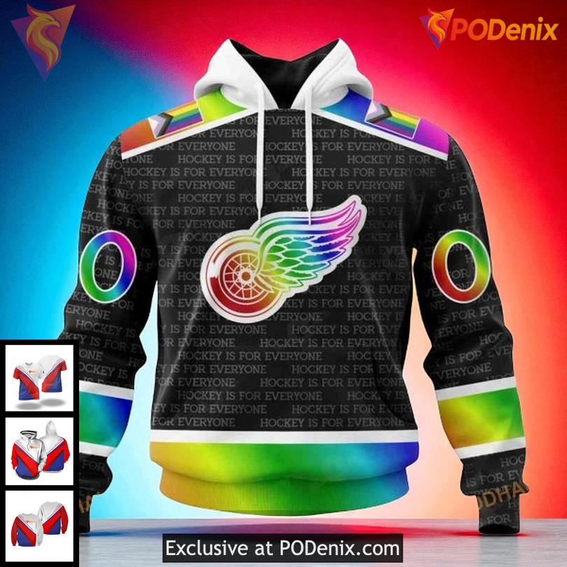 Custom Detroit Red Wings 3D Hoodie, NHL Pride Gradient Color Graphic Design