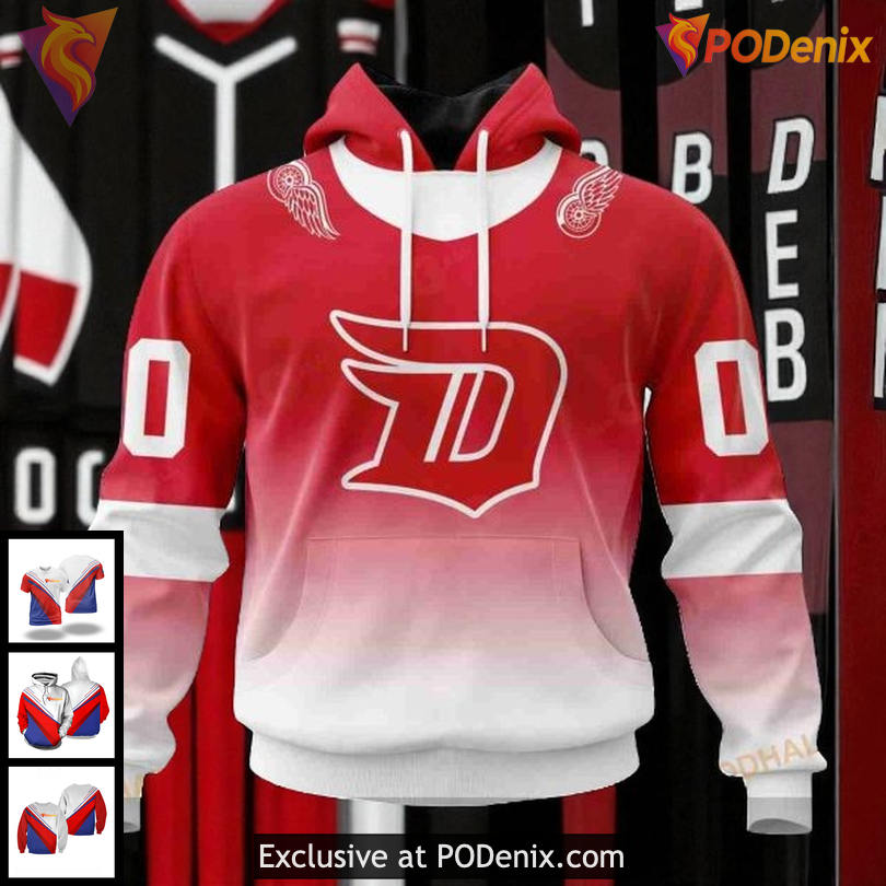 Custom Detroit Red Wings 3D Hoodie Retro Gradient Style Personalized NHL Gear