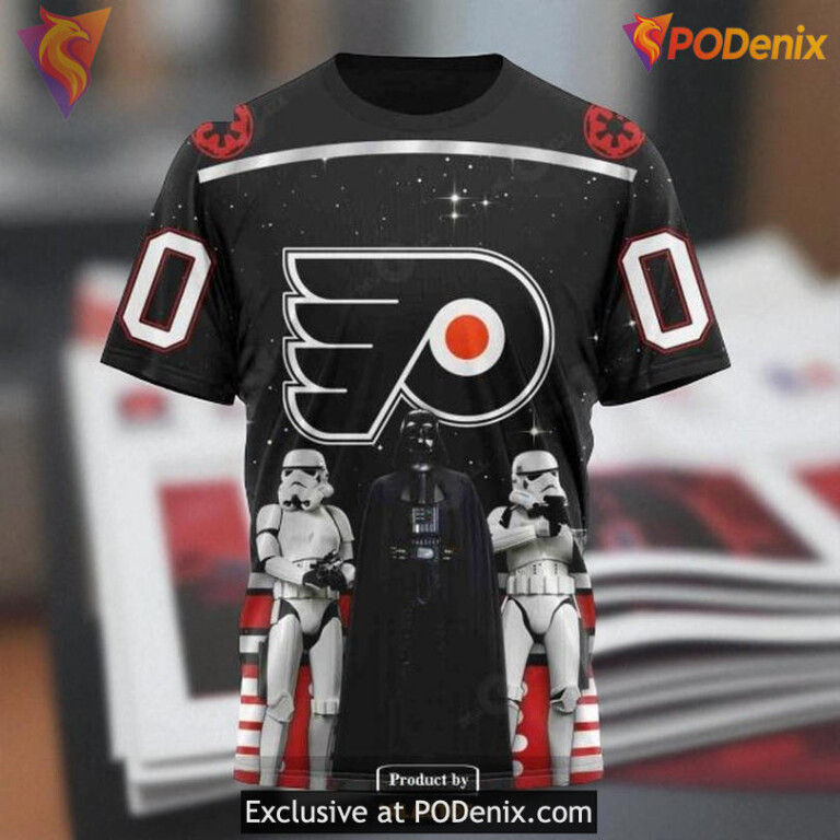 Custom Flyers Hoodie Limited Edition, Star Wars Black NHL Graphic Pullover - 2