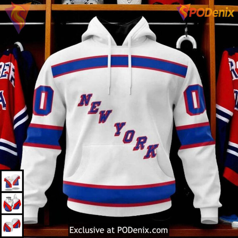 Custom Hockey Fan Gear New York Rangers Hoodie With Name Number 3D