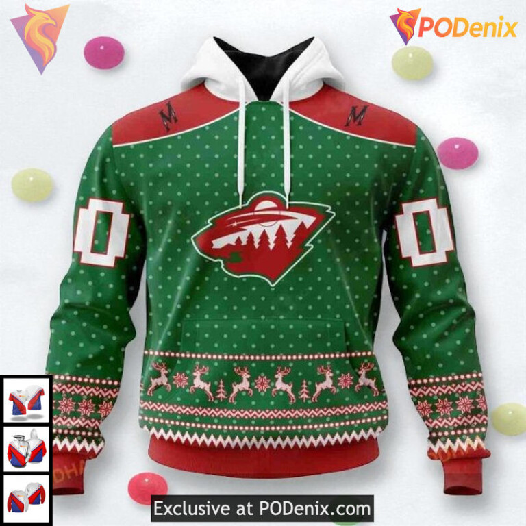 Custom Holiday Apparel Edition NHL Minnesota Wild Womens Hoodie 3D