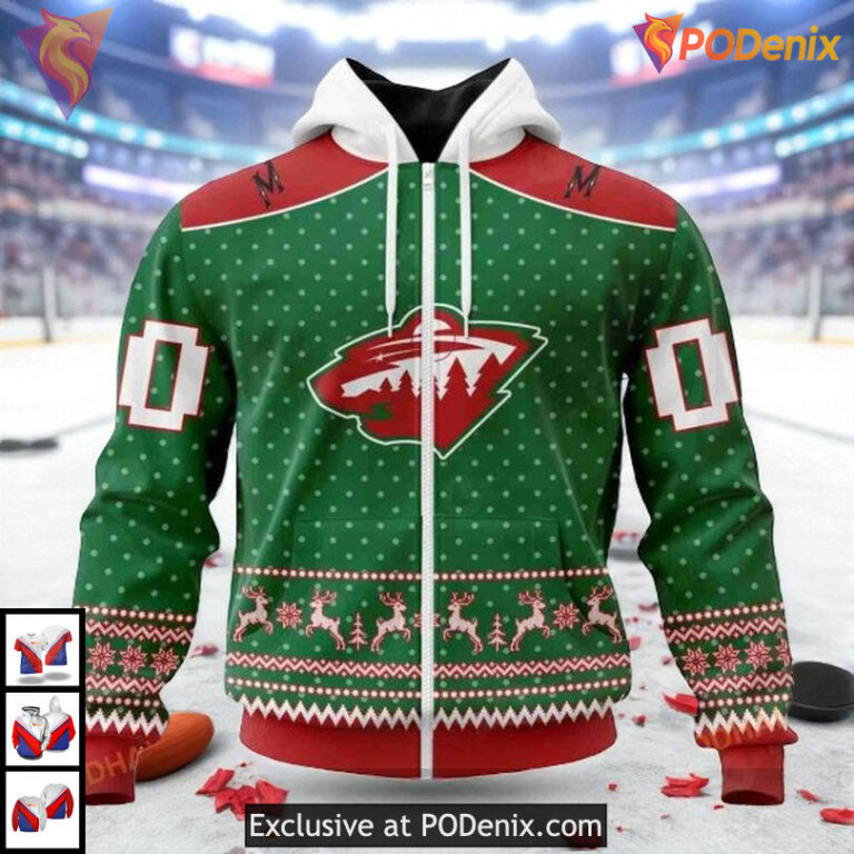 Custom Holiday Apparel Edition NHL Minnesota Wild Womens Hoodie 3D - 1