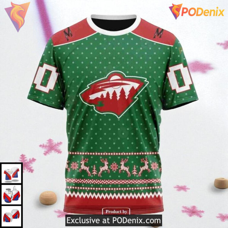 Custom Holiday Apparel Edition NHL Minnesota Wild Womens Hoodie 3D - 3