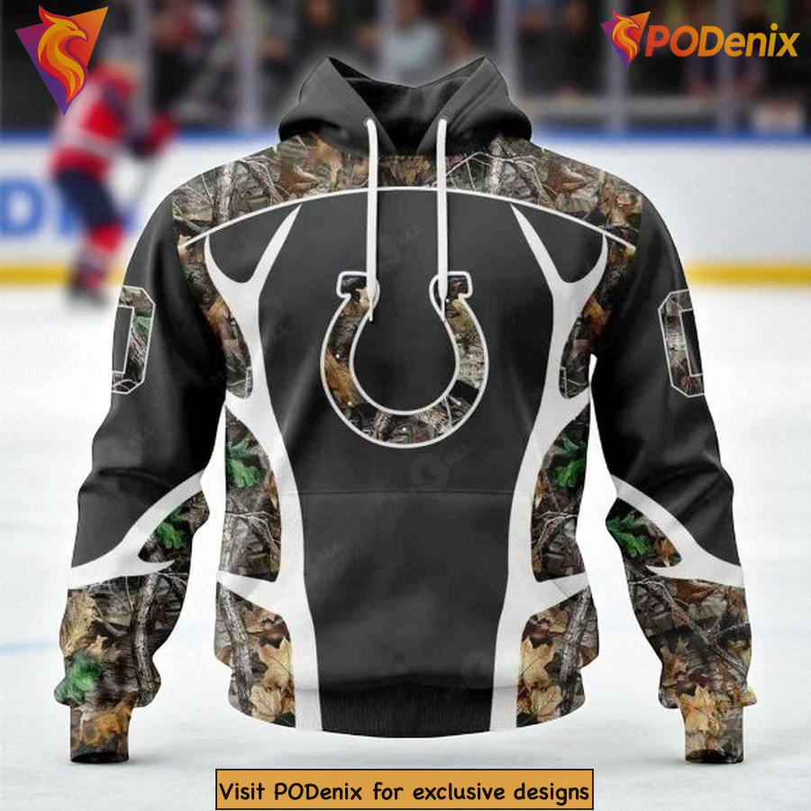 Custom Indianapolis Colts Hoodie 3D, Hunting Camo Black Fan Edition NFL Custom Indianapolis Colts Hoodie 3D, Hunting Camo Black Fan Edition NFL