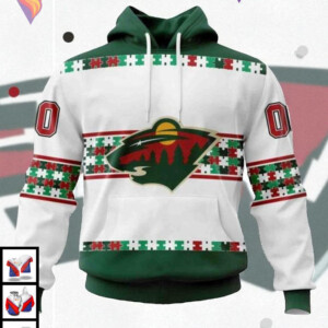 Custom Name Autism Tribute NHL Minnesota Wild Holiday Hoodie 3D